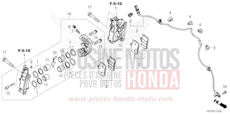ETRIER DE FREIN AVANT de Hornet 500 GRAND PRIX RED (R380) 2024